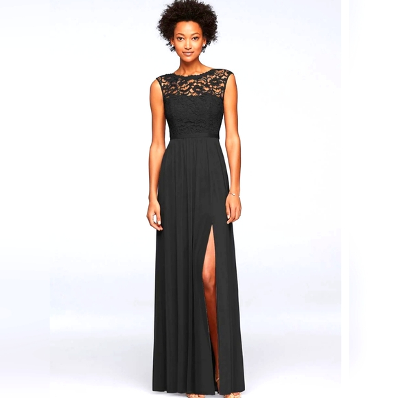 David's Bridal Long Bridesmaid Dress with Lace Bodice Size 8 - gtkart9.com